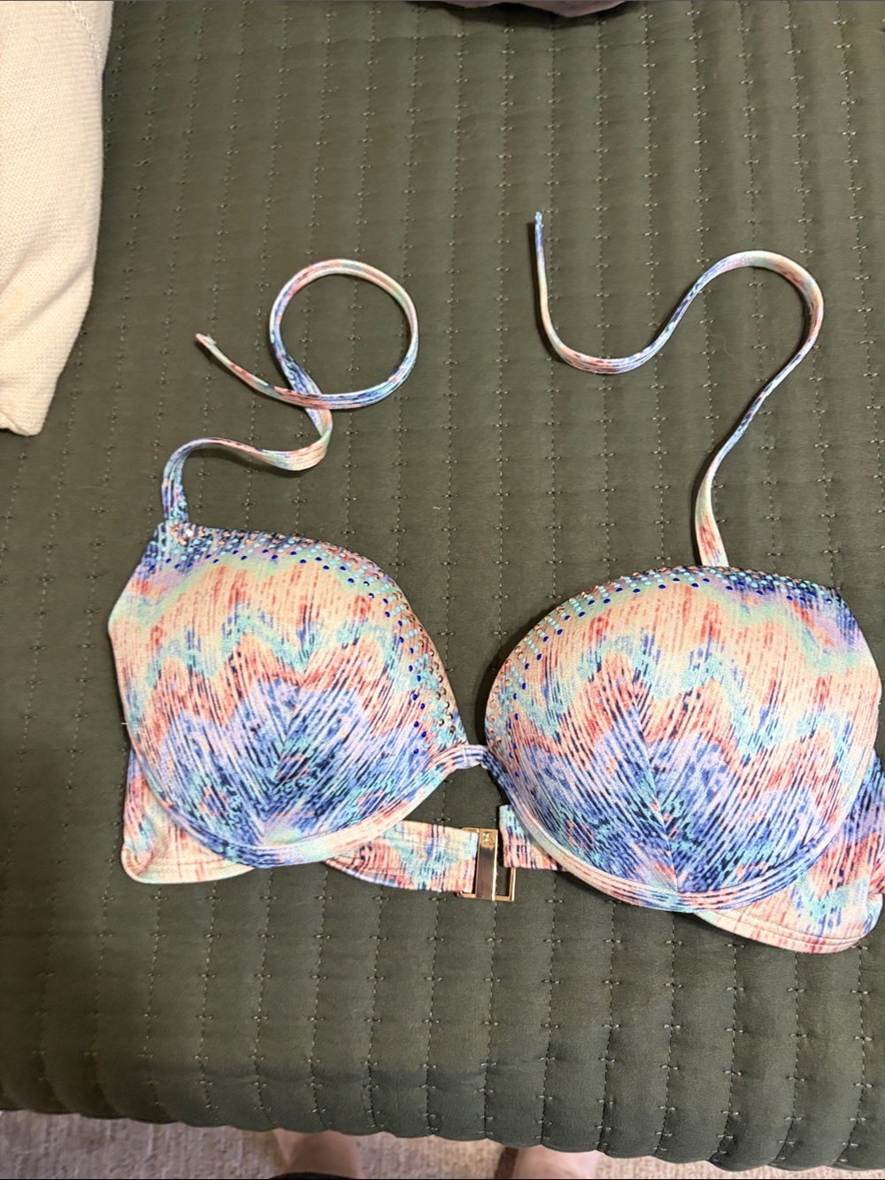 Victoria's Secret Pastel Multicolor Push-Up Bikini Top - Blue, Pink, Cream